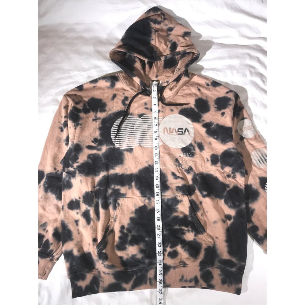 NASA Men's Unisex Tan & Black Tie-Dye Exploration NASA Logo Drawstring Hoodie XL - Picture 4 of 8